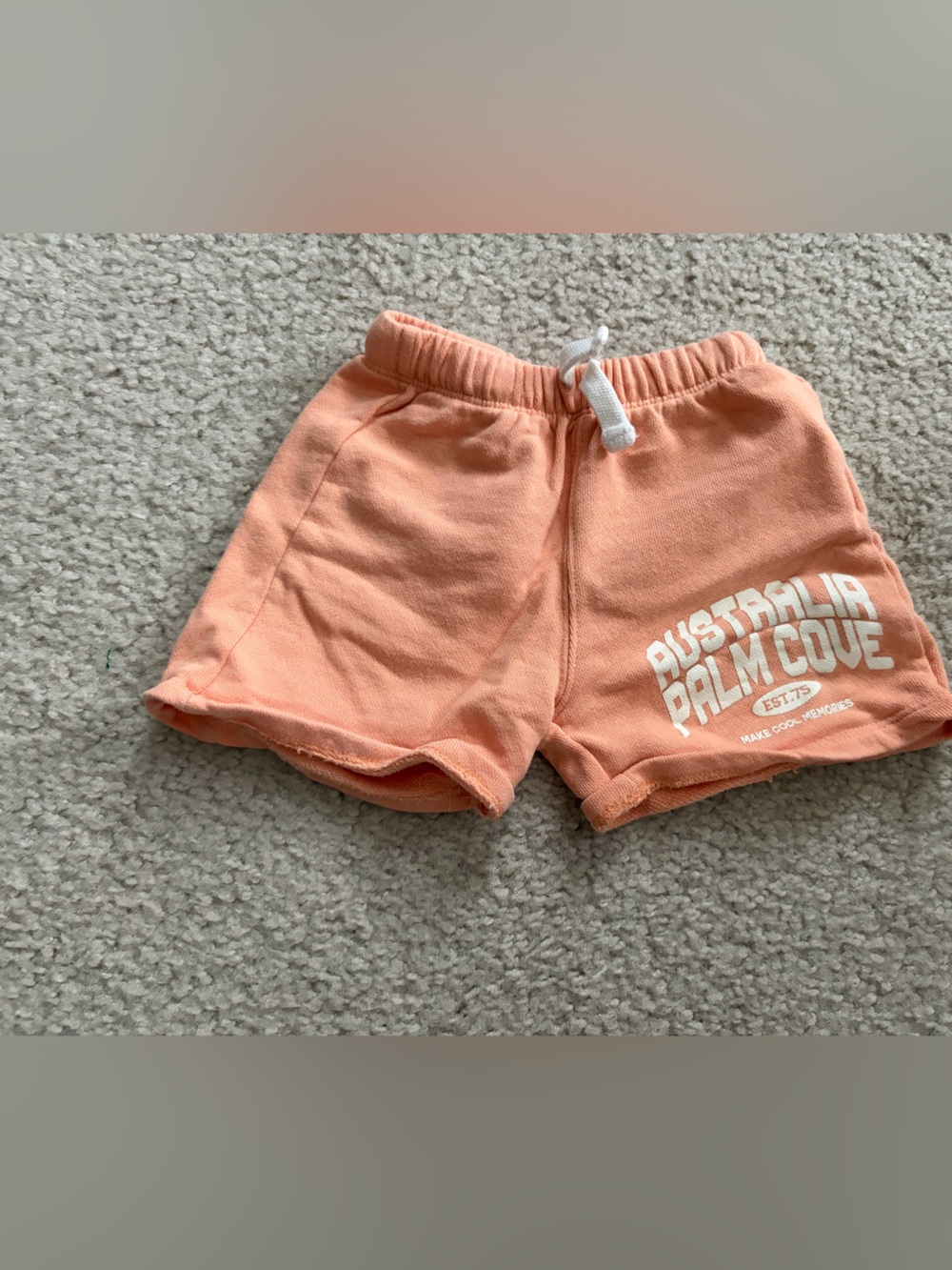 Zara Peach/Coral Kids Shorts with White Logo